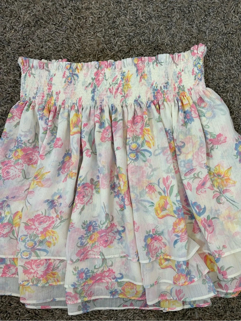 Ralph Lauren Floral Skirt Smocked Tiered Ruffle Girl's Size 16‎